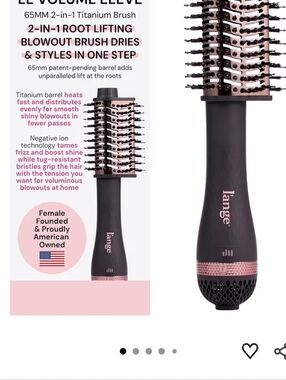 Lange 2-in-1 Root Lifting Blowout Brush - Black with Rose Gold Accents